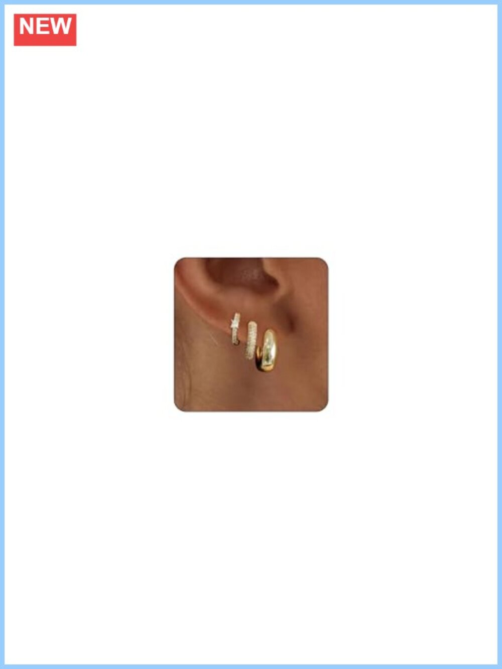 14K Gold Plated Hoop Earrings Set for Women 3 Pairs Lightweight